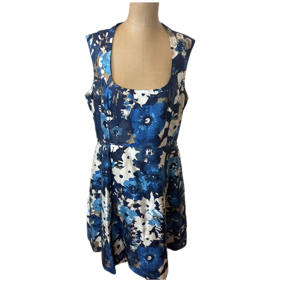 NWT! $478 Kate Spade Autumn Floral Scoop Neck Dress Blue Women’s Size 12 - Picture 1 of 8